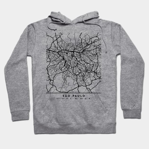 SAO PAULO BRAZIL BLACK CITY STREET MAP ART Hoodie by deificusArt